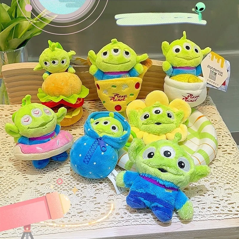 Muñecos de peluche de alienígena de Disney, mochila con colgante de monstruo Kawaii, llavero de muñeca bonita y de dibujos animados, juguetes de peluche para niños, regalo de cumpleaños