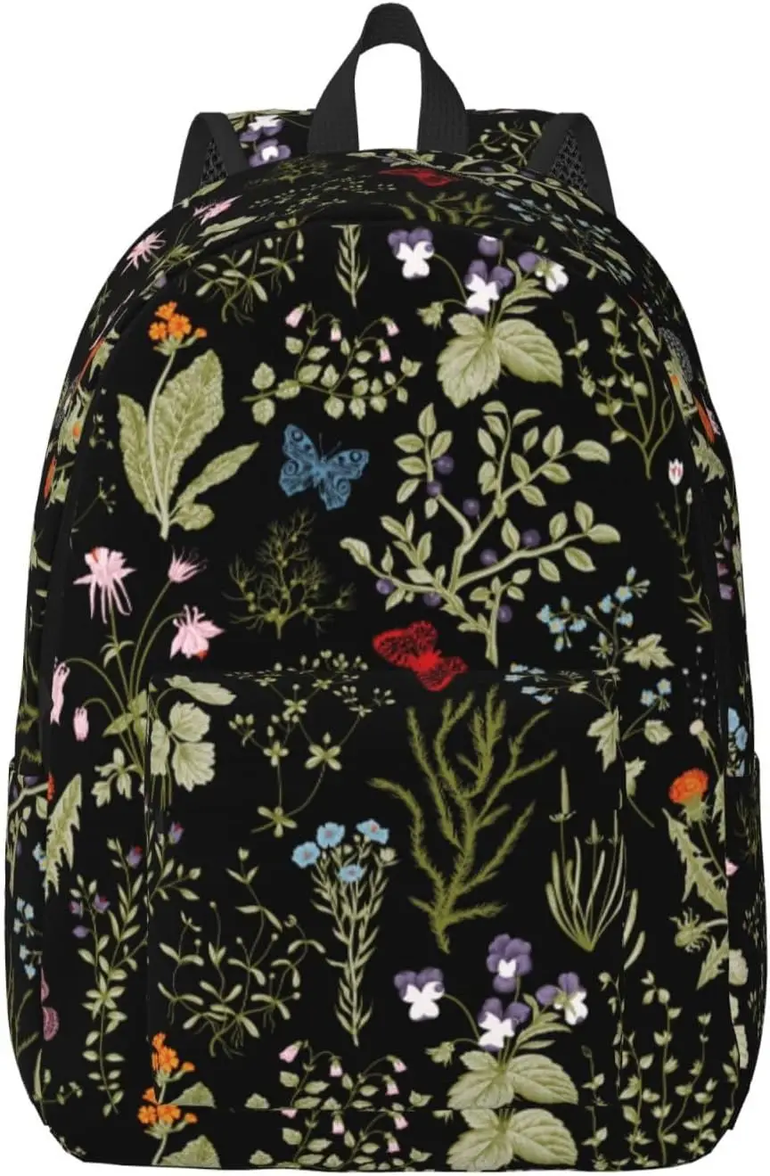 

Floral Flower Herb Trendy Plant Backpack for Girls Boys Women Lightweight Canvas Bookbag Casual Daypack for Travel Outdoor