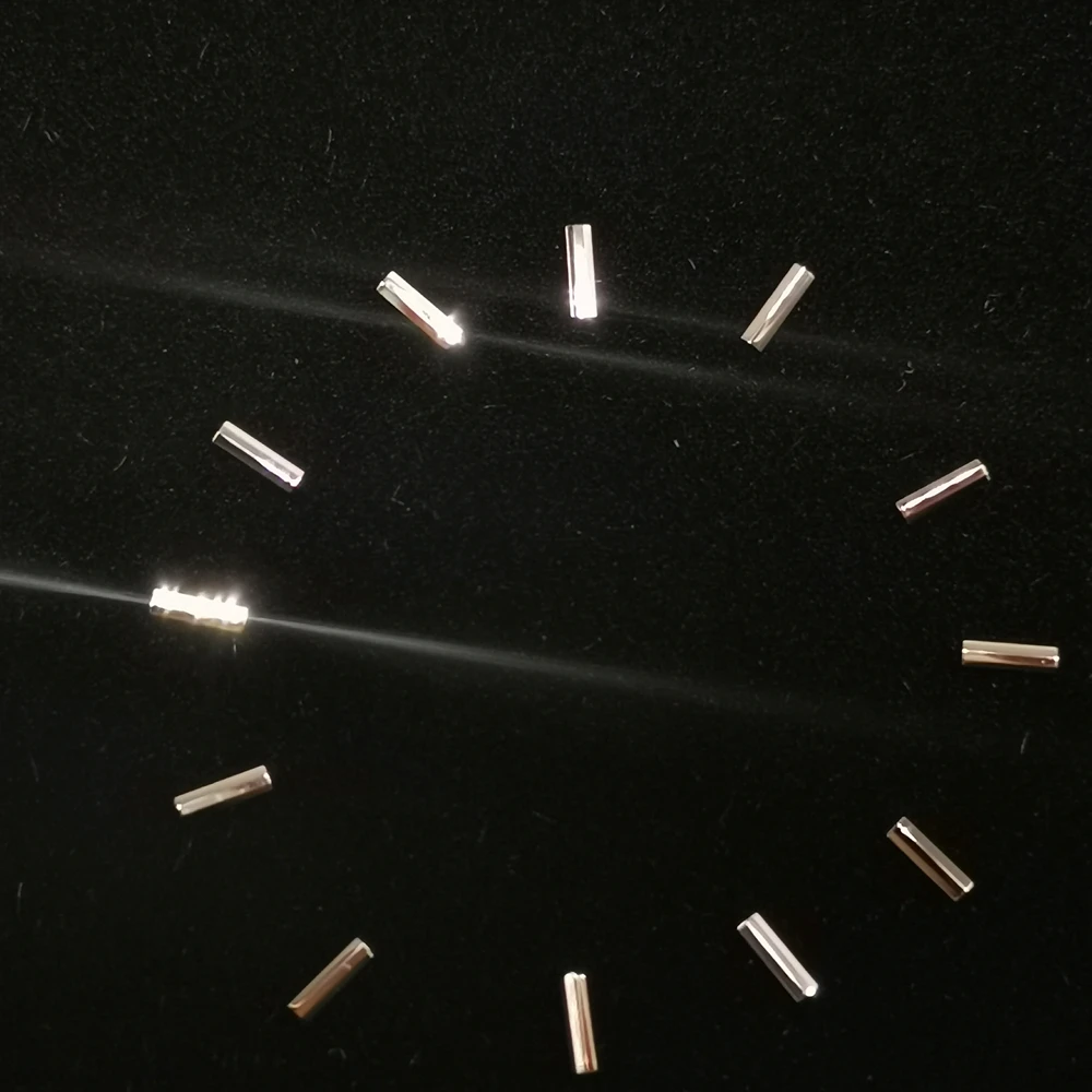 مؤشر ساعة الاتصال الهاتفي ، اللون الفضي ، الشكل المستطيلي ، لامع ، x 3 ، صانع ساعة معدنية ، دبوس ساعة ، لا لوم