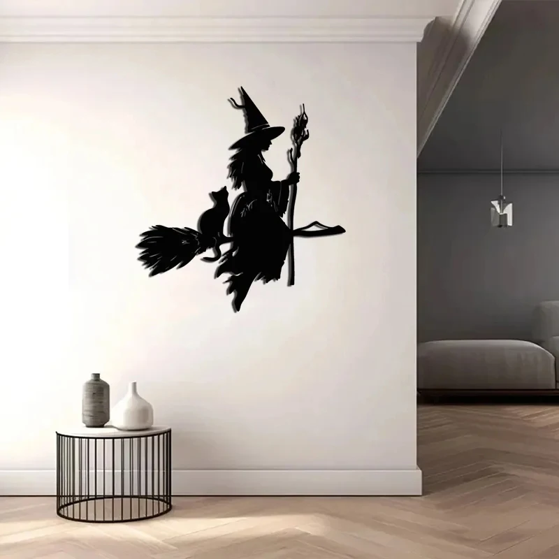 2D Flat Halloween Witch Wall Decor, Festive Party Home Accent 1pc