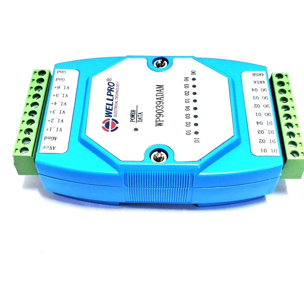 WP9039ADAM Módulo de adquisición de voltaje 0-10V 6VI/4DI/4DO RS485 Comunicación MODBUS