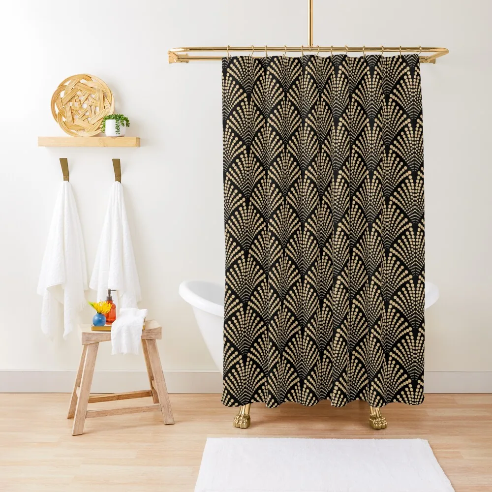 

Art nouveau deco vintage retro white golden luxury gatsby Shower Curtain Waterproof Shower Curtain