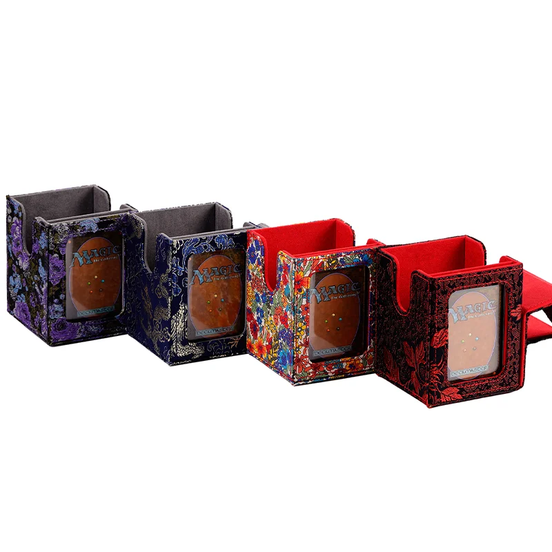 100+ Trading Card Deck Box Holder With Display Window Flower Series TCG Game Magnetic Closure Card Organizer Storage Box Gift