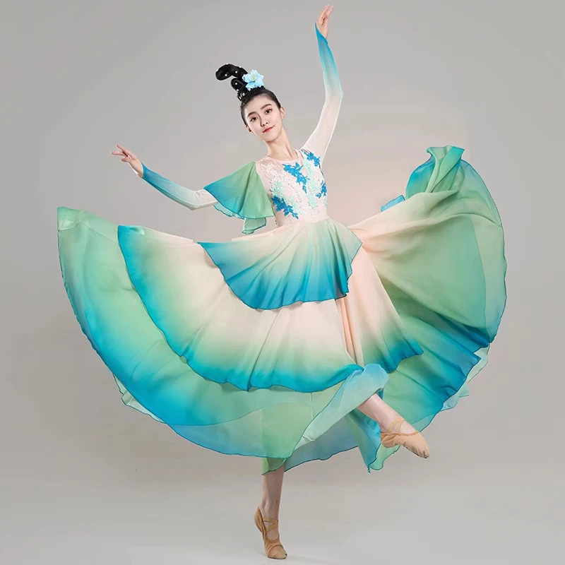 Chinese Traditionele Yangko Dance Kostuum Wwoman Folk Dancing Dress National Hanfu Kleding Voor Podiumvoorstelling Fan Dancewear