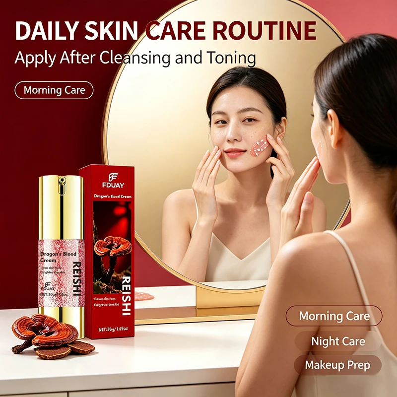 FDUAY Reishi Dragon's Blood Cream Red Reishi Extract Facial Moisturizer Smooth Easy Glide Texture Hydrating Soft Finish