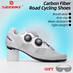 Sidebike Cycling Sneaker Lightweight Carbon Fiber Sports Shoes Cleat Breathable Racing Road Bike Shoes Sneakers for Man Footwear