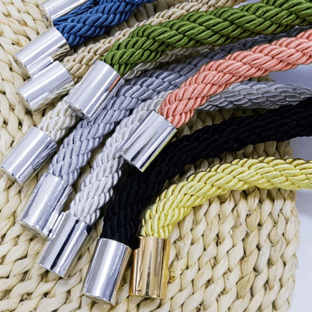2Pcs Creative Braided Rope Curtain Tiebacks Non Perforated Strong Magnet Curtain Buckle Elegant Boho Curtain Strap Office