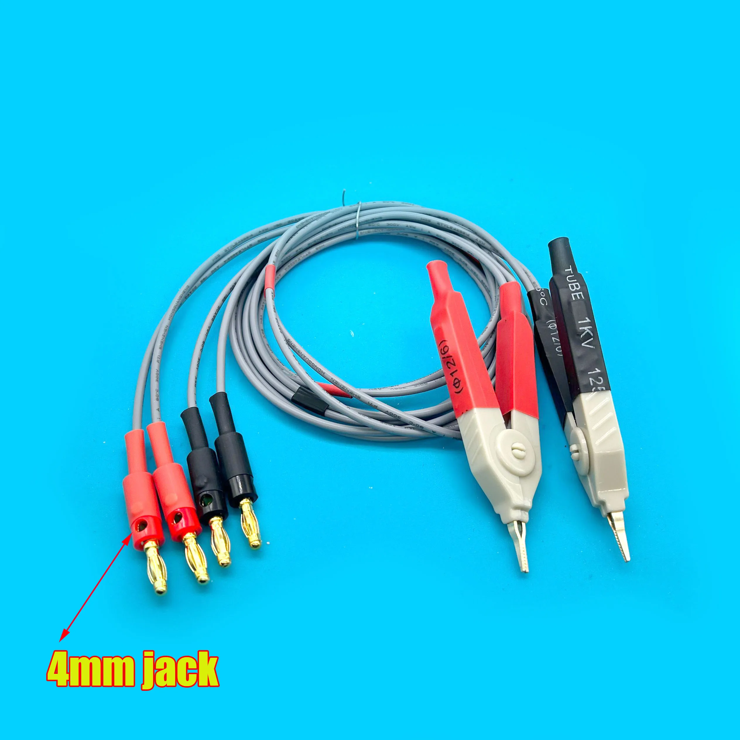 1 Set Insulated 4mm Banana Plug Clips Cable Low Resistance LCR Clip Probe Leads Test Meter Terminal Kelvin New