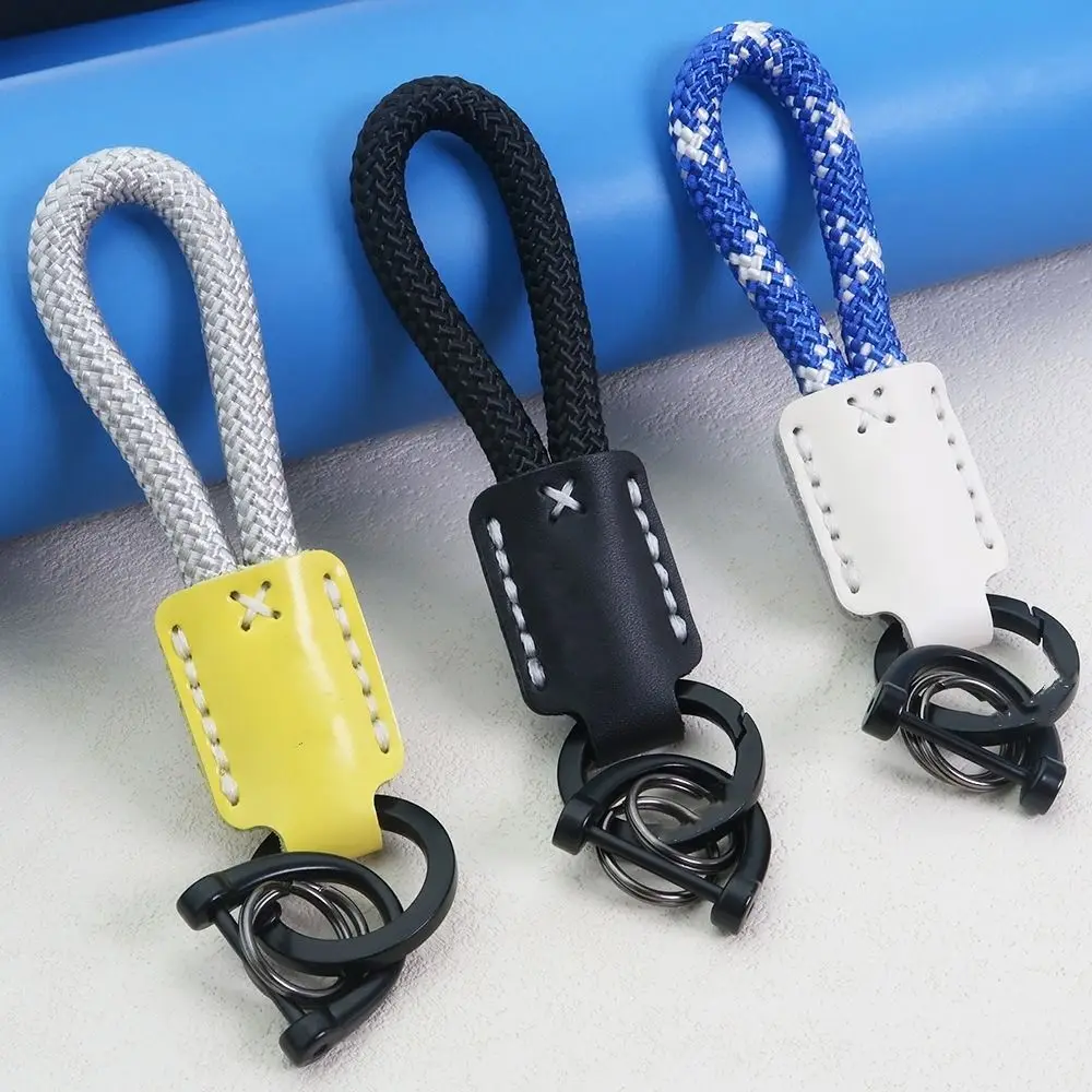 Trendy Creative DIY Leather Keychain Braided Rope Handmade Gift Bag Pendant Portable Car Key Holder Couples Keychain