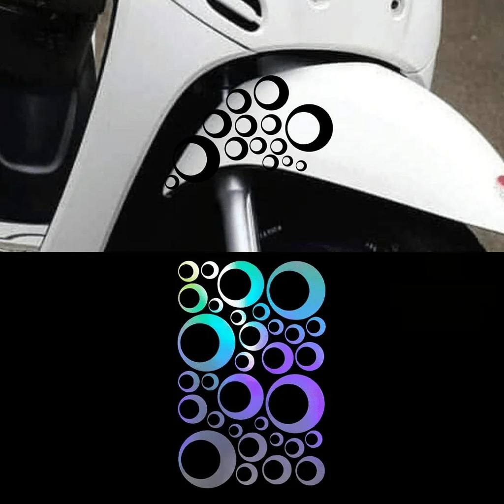 1Pc Holographic Hollow Bubble Ring Vinyl Sticker Waterproof UV Resistant Decal for Scooter Motorcycle Car Body Scratch Cover