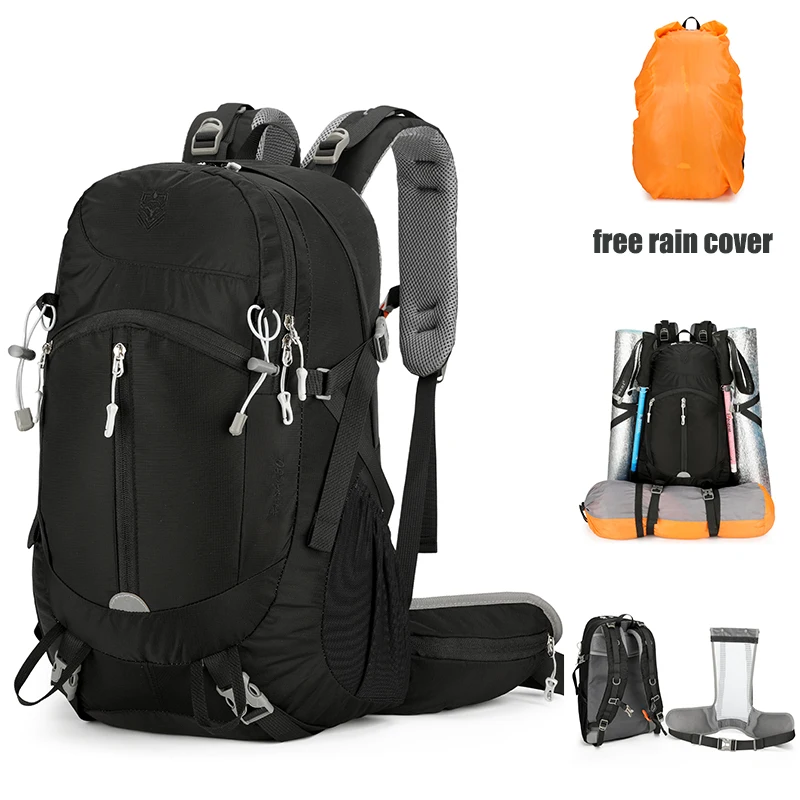 النايلون على ظهره حقيبة التخييم الرياضة في الهواء الطلق المشي لمسافات طويلة الرحلات تسلق السفر مع غطاء للمطر في الهواء الطلق حقيبة التسلق الرجال حقيبة #1