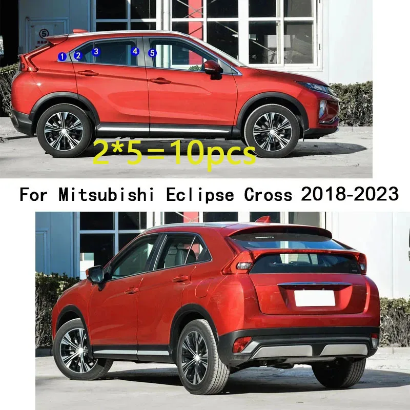 For Mitsubishi Eclipse Cross 2018 2019 2020 2021 2022 2023 Car PC Material Pillar Post Cover Door Trim Window Molding Stickers