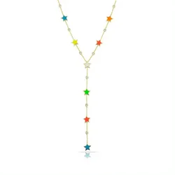 Gold Color Fashion Women Jewelry 2024 Summer New Long Sexy Women Jewelry Colorful Star Charm Necklace