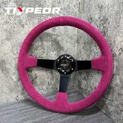 High Quality General Purpose Part Car Modification Steering Wheel Microfiber Leather Racing Sport Rose Pink Steering Wheel