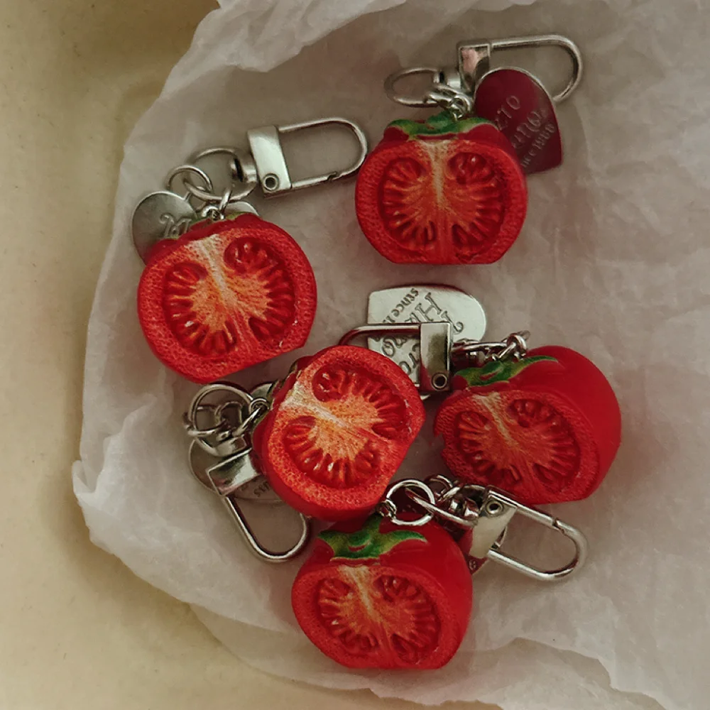 1/3pcs 3D Red Tomato Keychain Resin Fruit Charm Cute Pendant for Phone Case/Bag Ideal Birthday Gift for Women And Girls