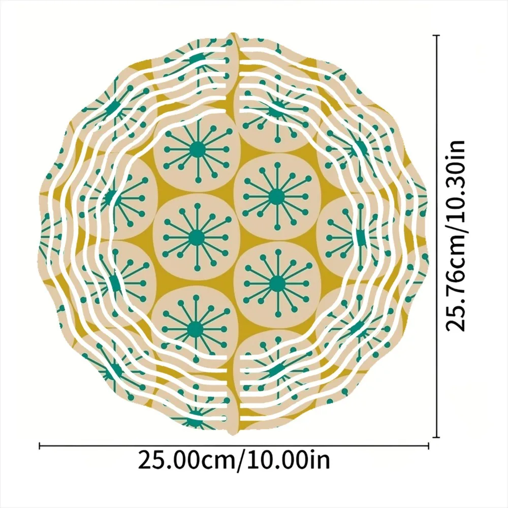 

Large Metal Wind Chimes 36in Outdoor Rotating 2D Flat Garden Decor Turquoise Beige Mustard Vintage Polka Dot Patio Art for Home