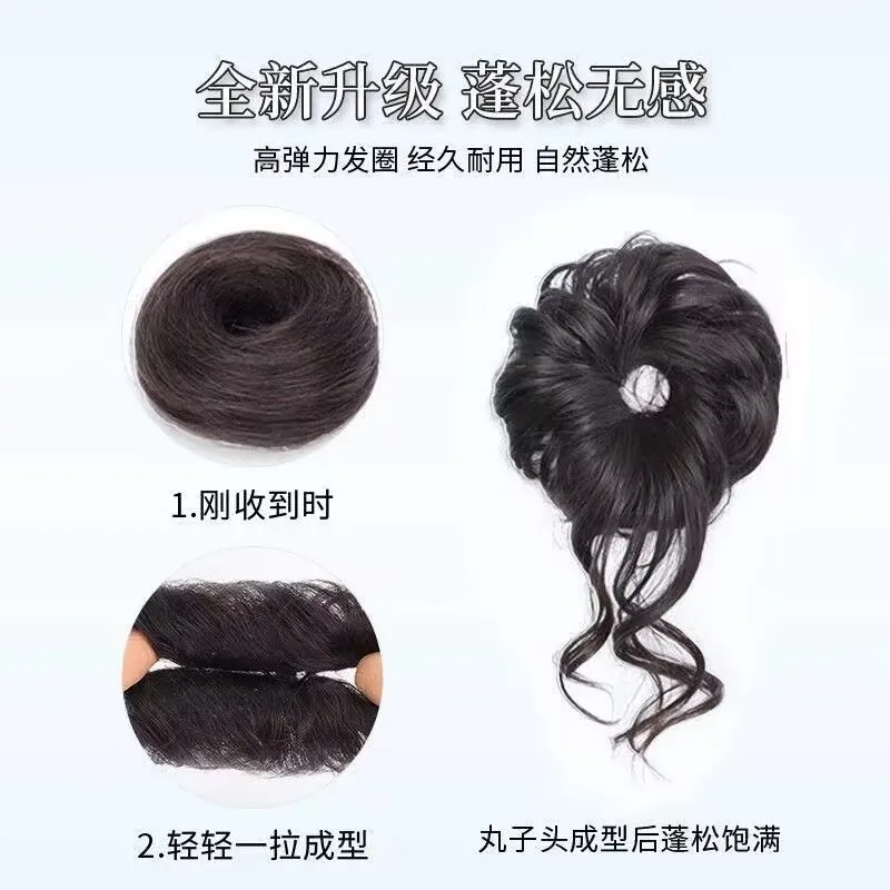 Moños dobles con bigotes de dragón, peinado de capullo de flor lolita de niña JK, peluca Lolita natural y esponjosa, capullo de peluca dulce