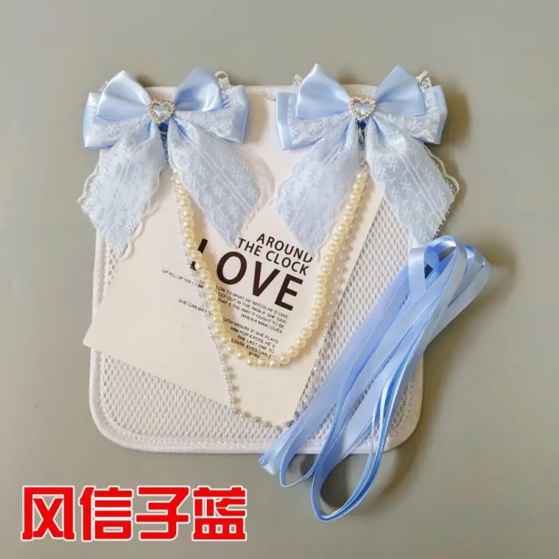 Ribbon Bownot Ita Bag Accessories. Handmade Double-layer Pearl Chain Pendant. Women Shoulder Bag Decorate