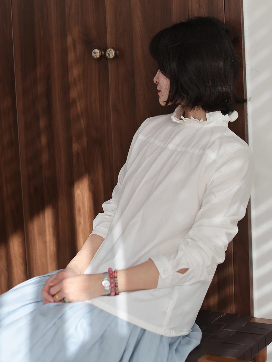 

Muede Original Spring 2026 High Densi Pure Cotton Soft Loose Casual irt Stand Collar Traditional Commute Sle Long Sve