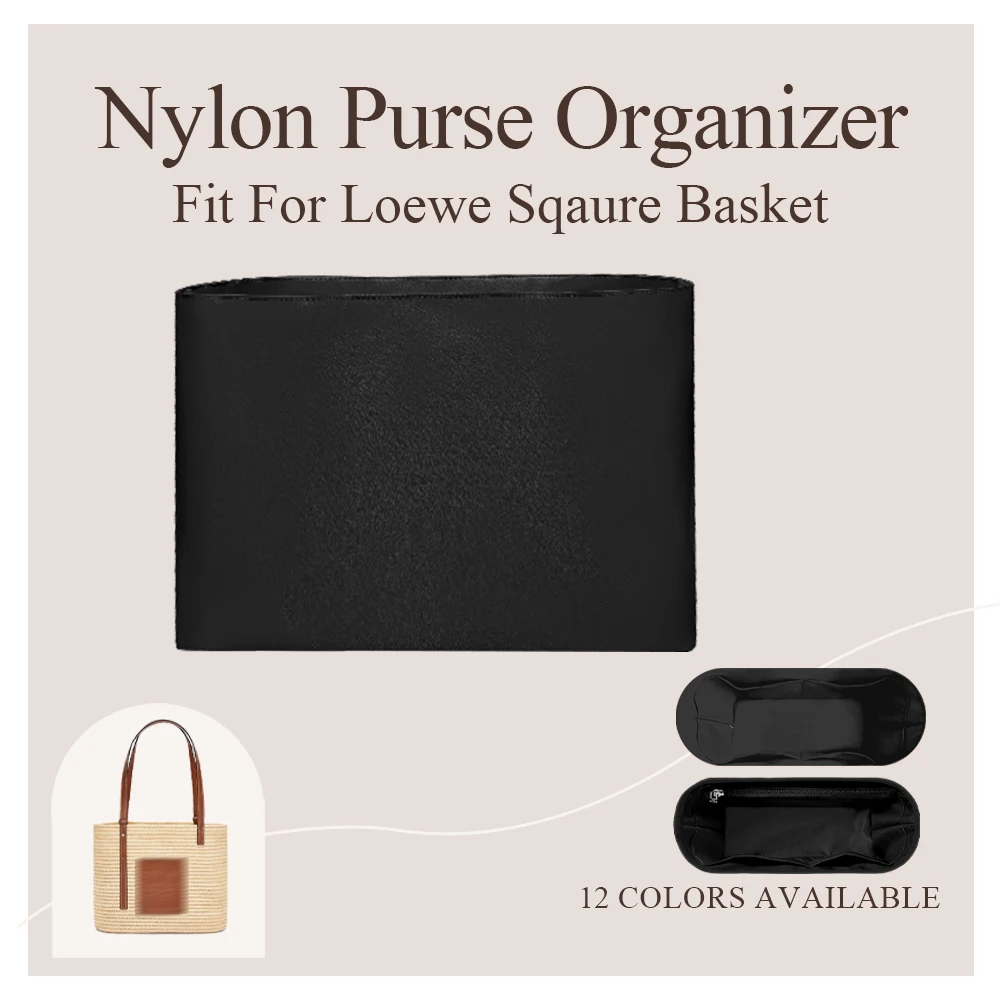 

Nylon Purse Organizer Insert Fit for Loewe Sqaure Basket Tote Bag Small Inside Bag Organizer Insert Slim Inner Liner Bag In Bag