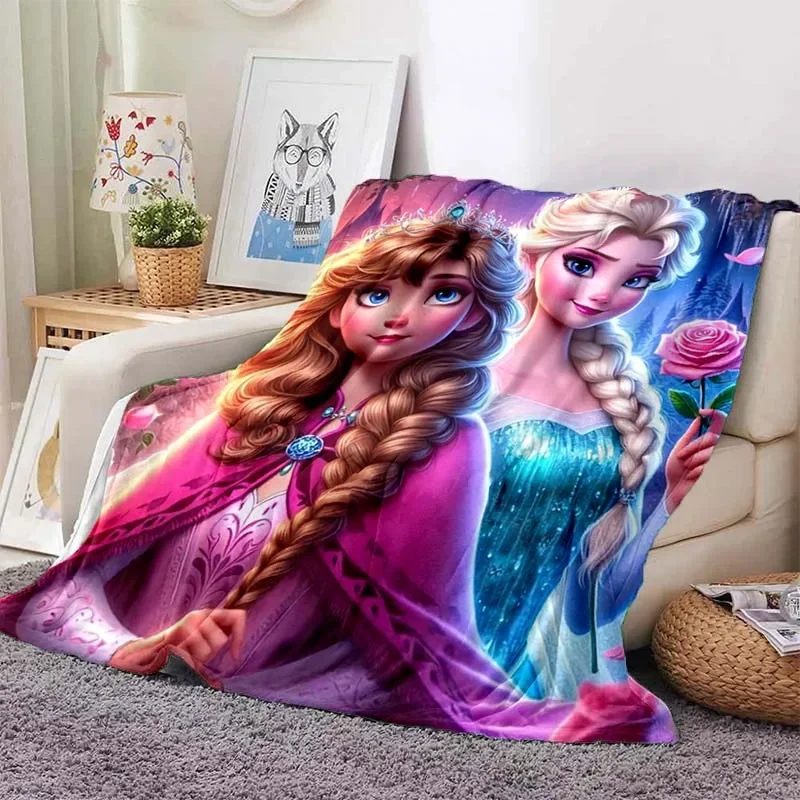 Fun Printed Frozen Cute Pattern Blanket Plush Blanket Sofa Bed Cover Single Bedding Cartoon Anna Elsa Boy Girl Children Gift