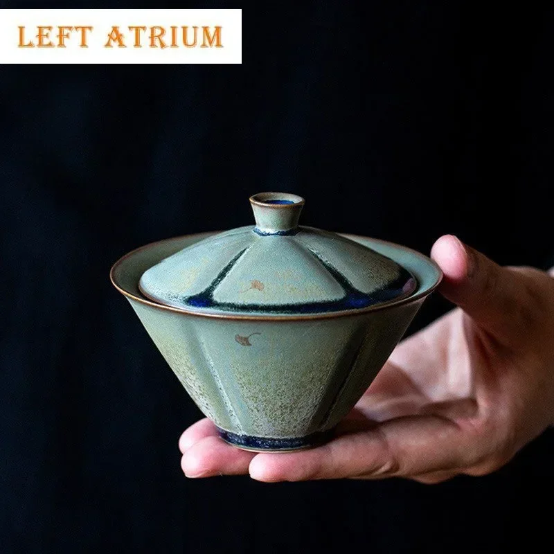 

125ml Kiln Fambe Ginkgo Leaf Bucket Hat Gaiwan Zen Tea Tureen Tea Bowl With Lid Kit Tea Maker Cover Bowl Tableware Ornaments