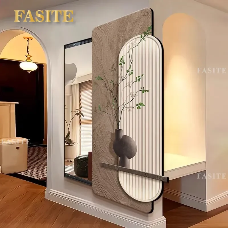 For Wabi Sansan Wind Entrance Decorative Painting Push-pull Mirror Full-length Invisible Hidden Closed Occluded Mural