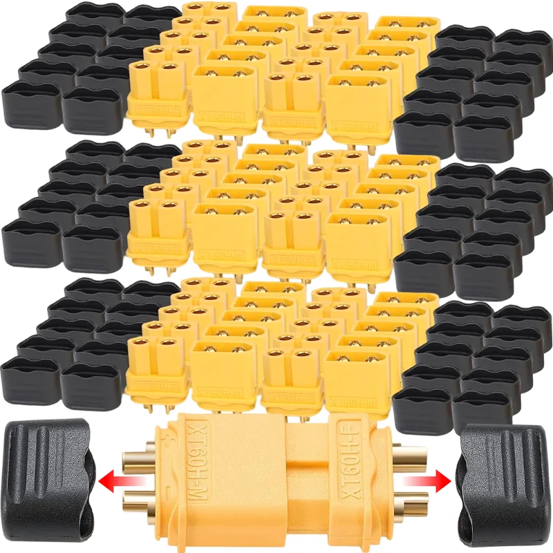 XT60H Connector Plug with Sheath Housing Female Male XT60 Bullet Adapters Connectors for RC Lipo Battery Car Drone Airplane