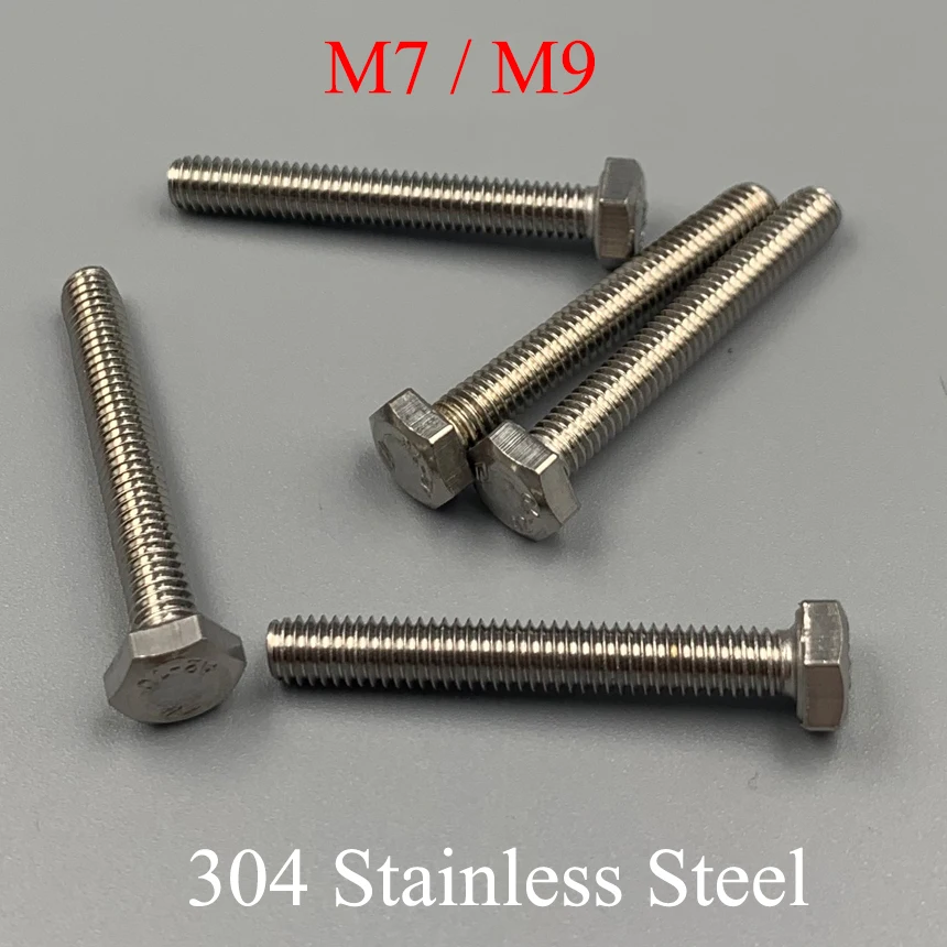 M7 M9*10mm 16mm 20mm 25mm 30mm 35mm 40mm 45mm 50mm 80mm Length 1mm Pitch 304 Stainless Steel Bolt External Hexagonal Hex Screw