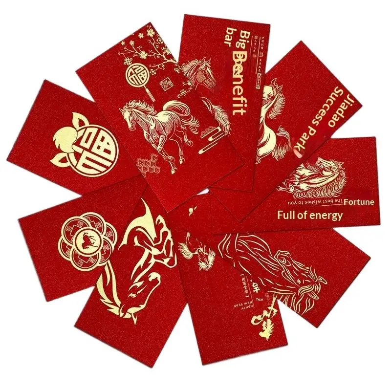 

6Pcs 2026 New Year Red Envelope Chinese Spring Festival Lucky Reds Envelopes Money Pocket Supplies Year Of The Horse Lunar Year