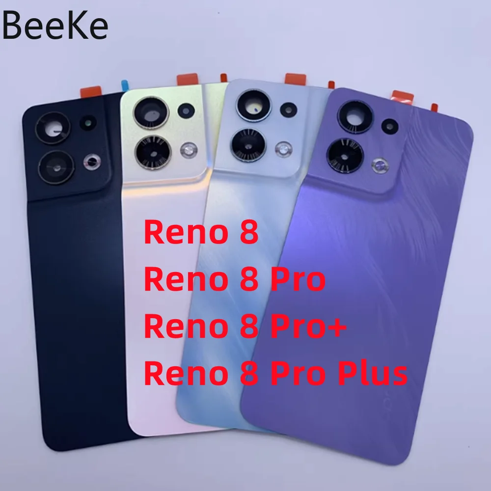 Rear Back Cover + Lens Frame Repair For OPPO Reno 8 / 8Pro/ 8 Pro+ Plus 5G Battery Door Glass Lid Shell Housing Case Replacement