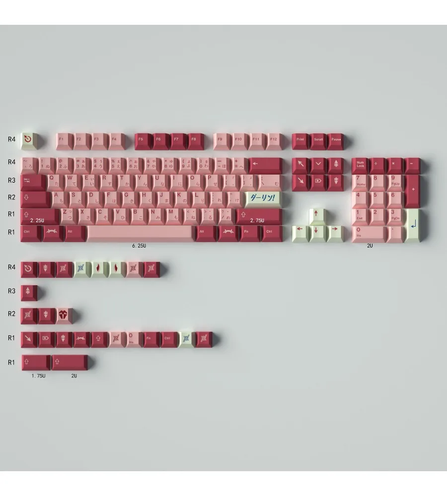 Full set of PBT sublimation cherries Original factory-adapted mechanical keyboard Darling keycaps pink