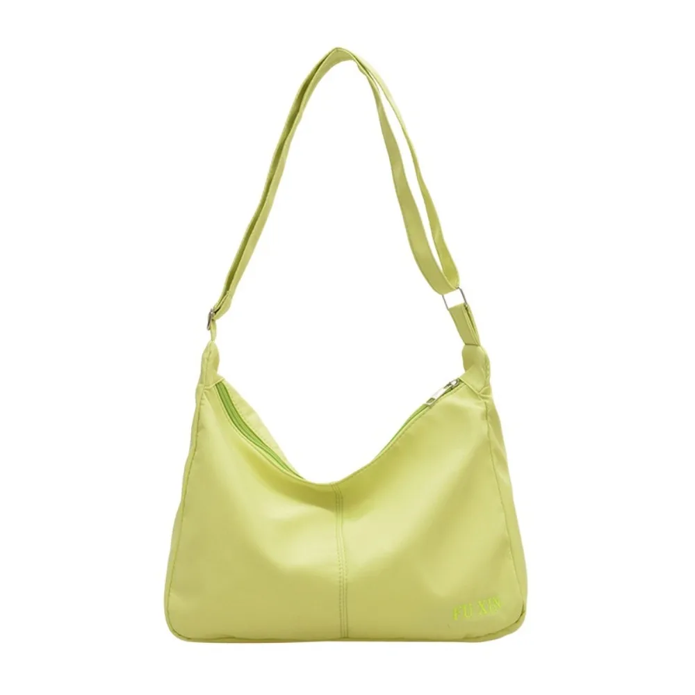 

Simple Large Capacity Canvas Crossbody Bag Solid Color Lightweight Shoulder Bag Zipper Hobo Bag Ladies