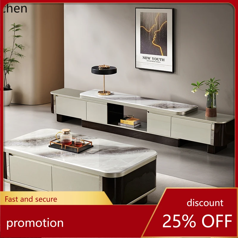 

HXL Floor-Standing Marble Coffee Table and TV Cabinet Set with High-End Feel