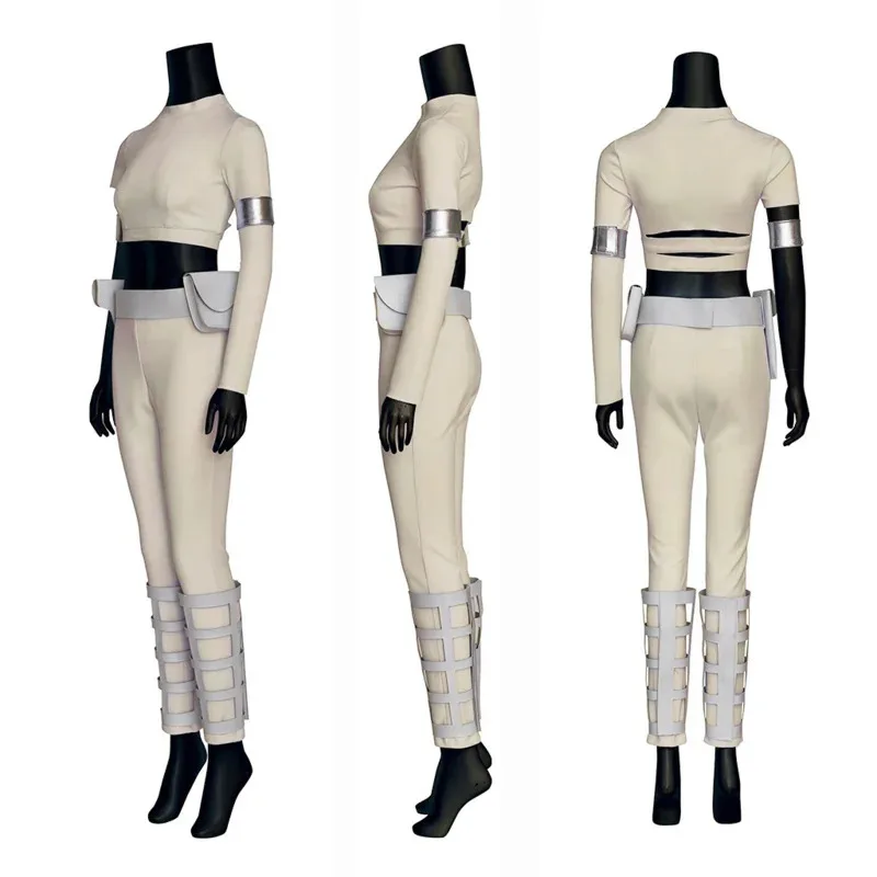 Padme Amidala Costume Cosplay Donna Top bianco Pantalone Classico Principessa Leia Halloween Carnevale Festa Gioco di ruolo