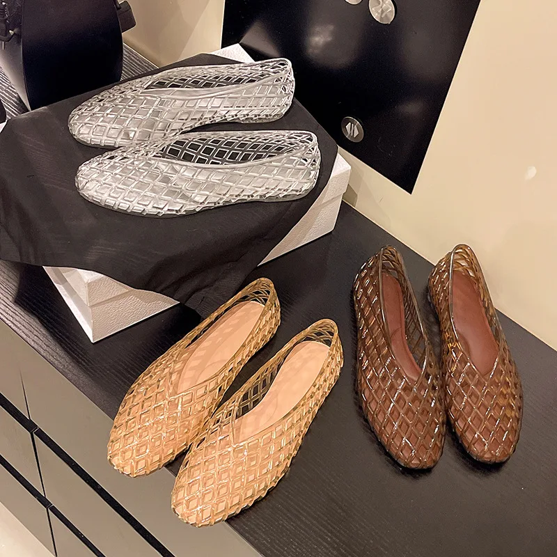 Nuevas Sandalias de Gel Cristalinas con Punta en V, Modernas, Versátiles, Cómodas, de Suela Plana, Sandalias Casuales para Mujer