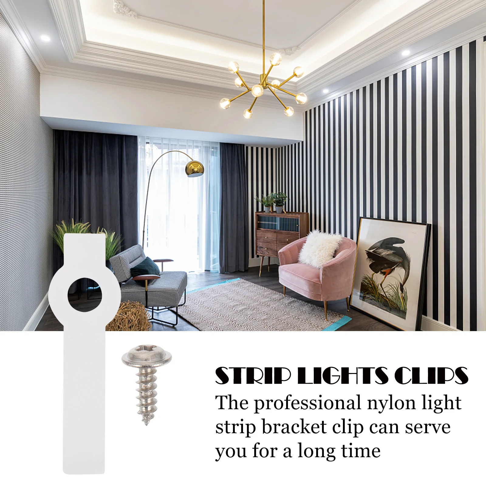 

100Sets Plastic Mounting Clips for LED Strip Lights Holder Rope Light Fixing Brackets Compact Design Strip Lights Clips