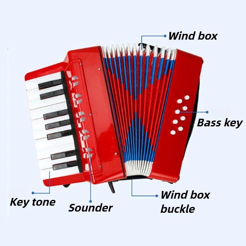 الأكورديون الصغير المهنية 17 مفاتيح 8 باس الأكورديون المحمولة للأطفال الأكورديون الموسيقى التعليم المبكر لوحة المفاتيح أداة #4