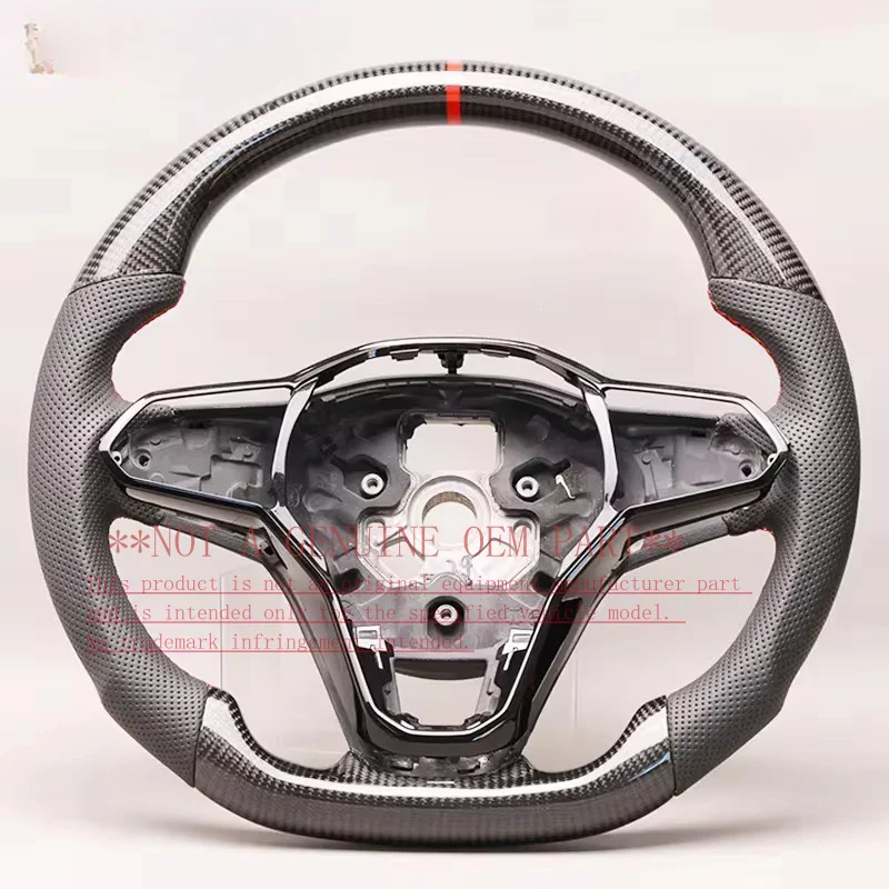 For Volkswagen Carbon Fiber Half Perforated Steering Wheel Horn Cover No Heating Function  Golf 8 MK8 GTI Rline