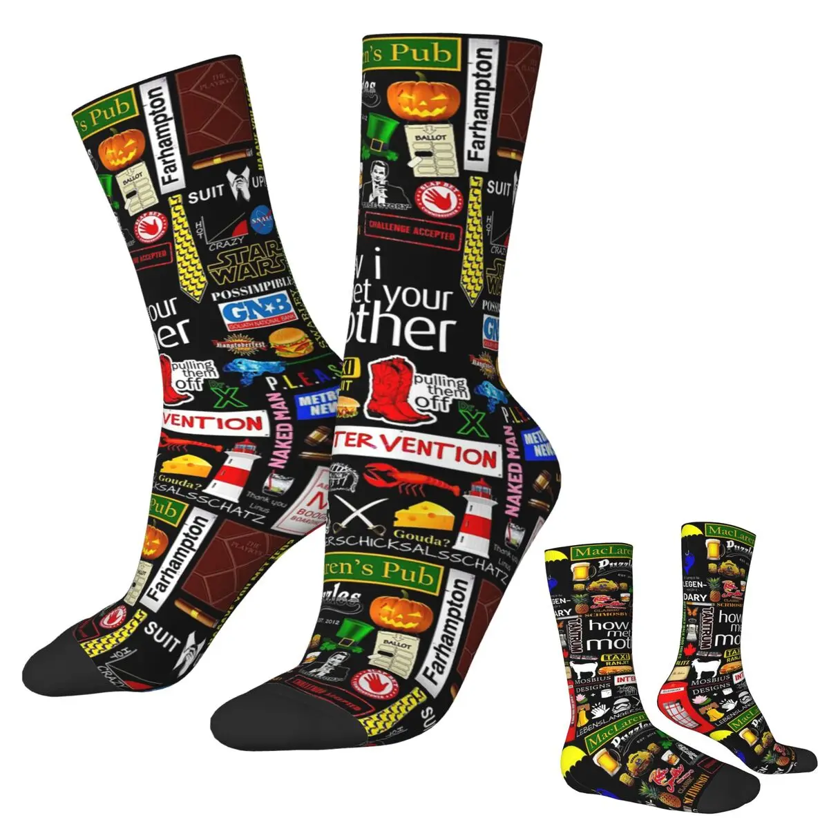 

Носки «Как я встретил вашу маму» в стиле Харадзюку, впитывающие пот чулки, всесезонные длинные носки, аксессуары для унисекс, рождественские подарки