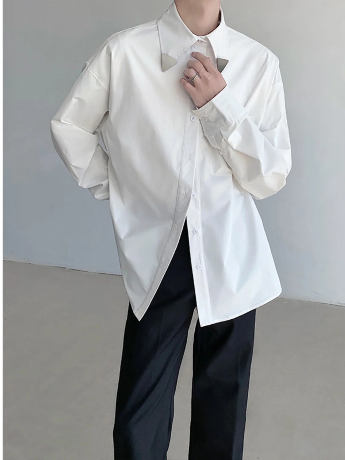 

Cleanfit Casual White Long Sve irt Wedding Suit Men's Model Faionable Preppy Sle Polyester Fiber Spring Youth Trend