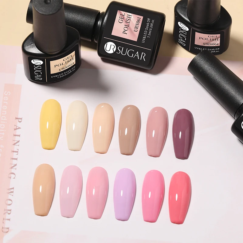 UR SUGAR 7.5 مللي عارية الوردي هلام مسمار البولندية شبه مصباح دائم الورنيش نقع قبالة UV LED مسمار الفن الورنيش مواسم DIY مانيكير #5