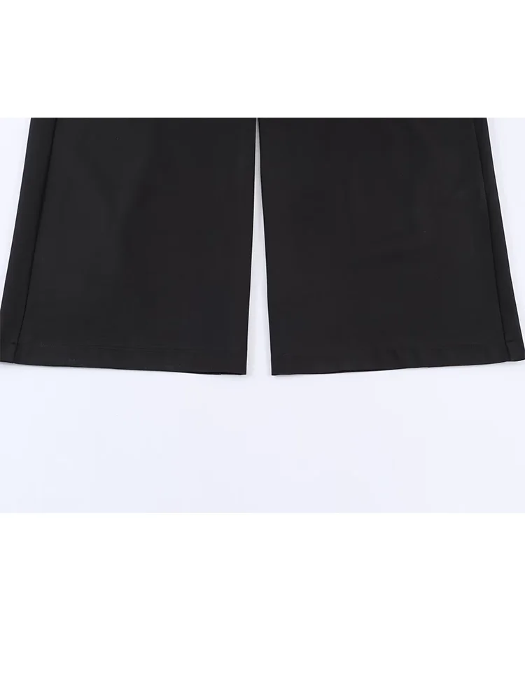 

Женский модный костюм: зимний блейзер с одной пуговицей, воротником-стойкой и длинными рукавами + брюки с широкими штанинами, плиссированные, со средней талией и карманами