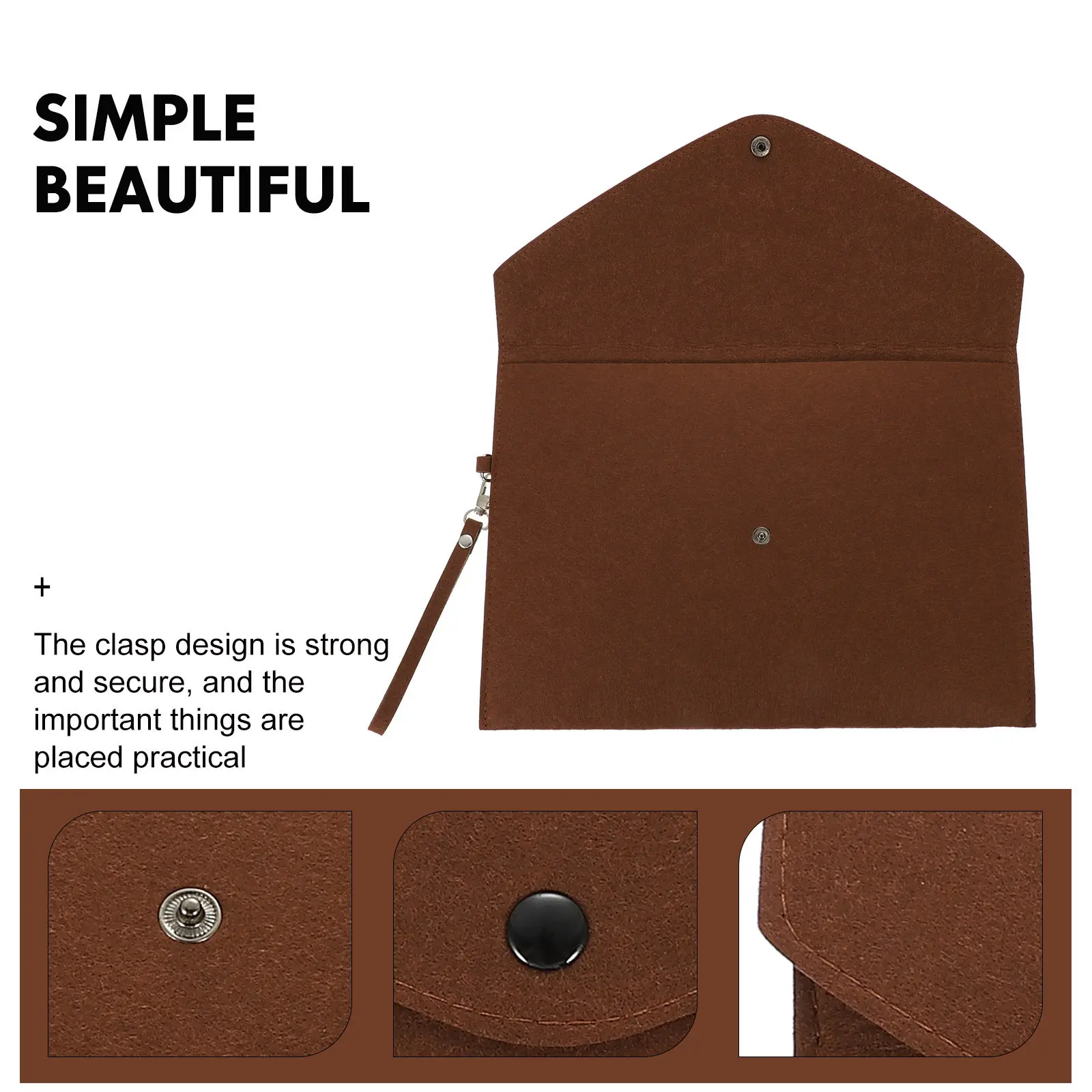 Premium Felt Document Bag A4 File Folder Business File Pouch Space Saving Clasp Design Office Document Organizer Folder