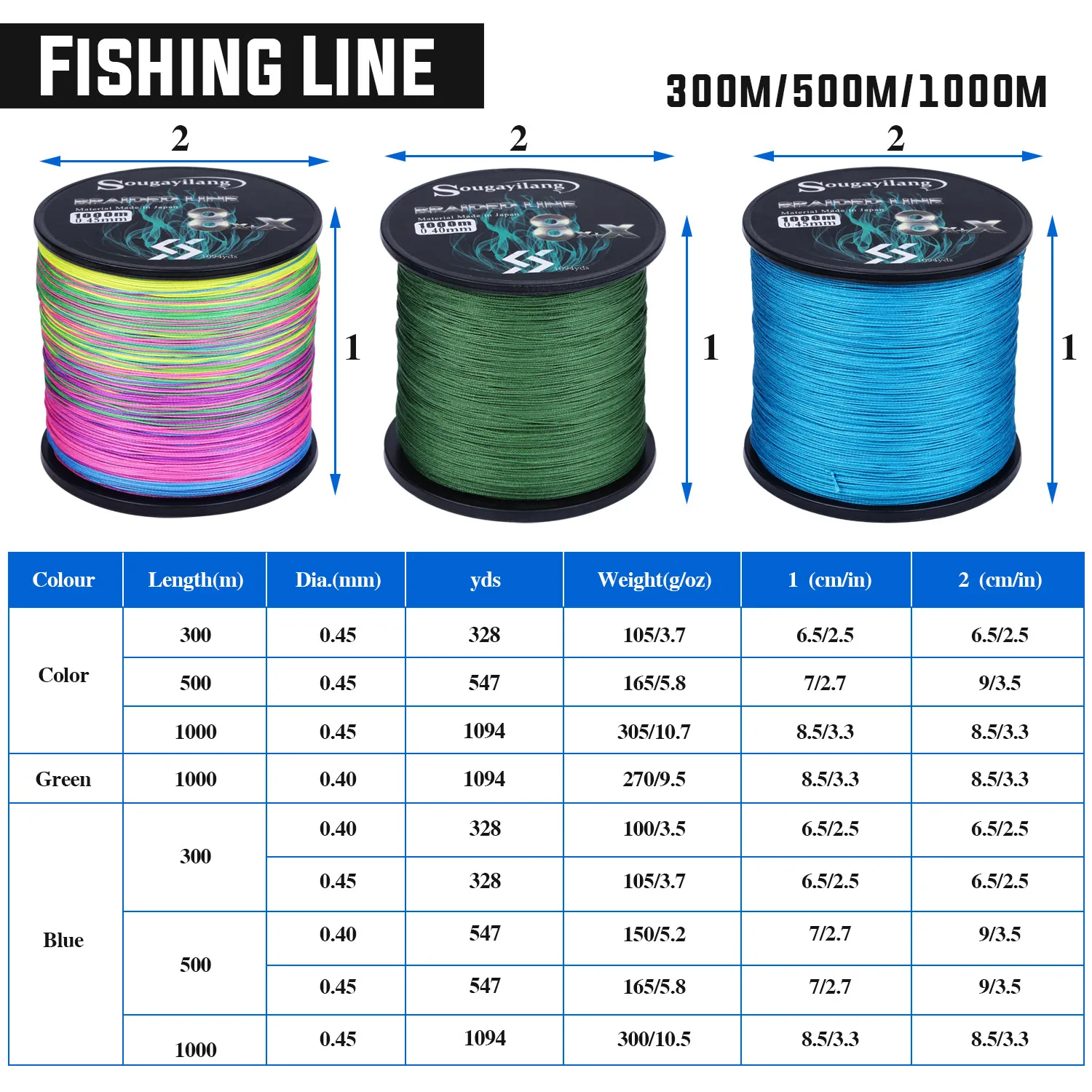 Sougayilang 9 Strands PE Fishing Line Raid Fishing Line 300M 500M 1000M Multifilament Fishing Wire Carp Fishing Line Tool Pesca
