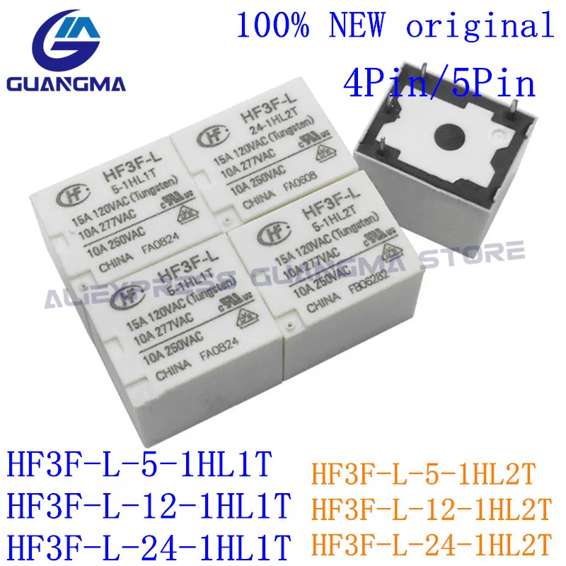 Relé Hf3f-l 51hl1t Hf3f-l 12-1hl1t Hf3f-l 24-1hl1t 4pin 5pin 10a 277vac Hf3f-l-12-1hl2t Dc5v 12v 24v 100 Original Novo 20 Pcs