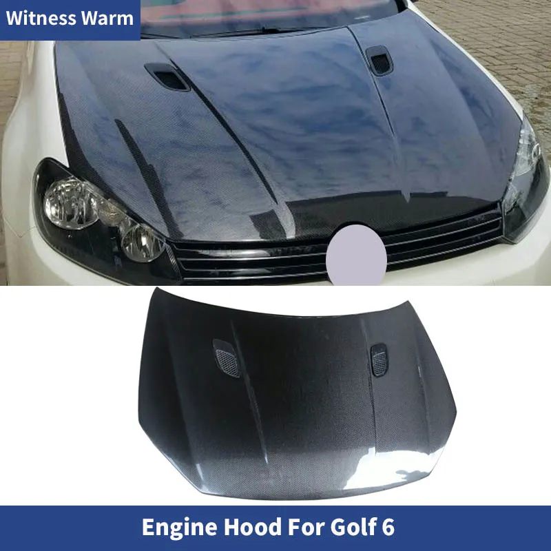 Golf 6 Carbon Fiber Bonnets Engine Covers for Volkswagen Golf6 Hood Car Body Kit 2009-2013