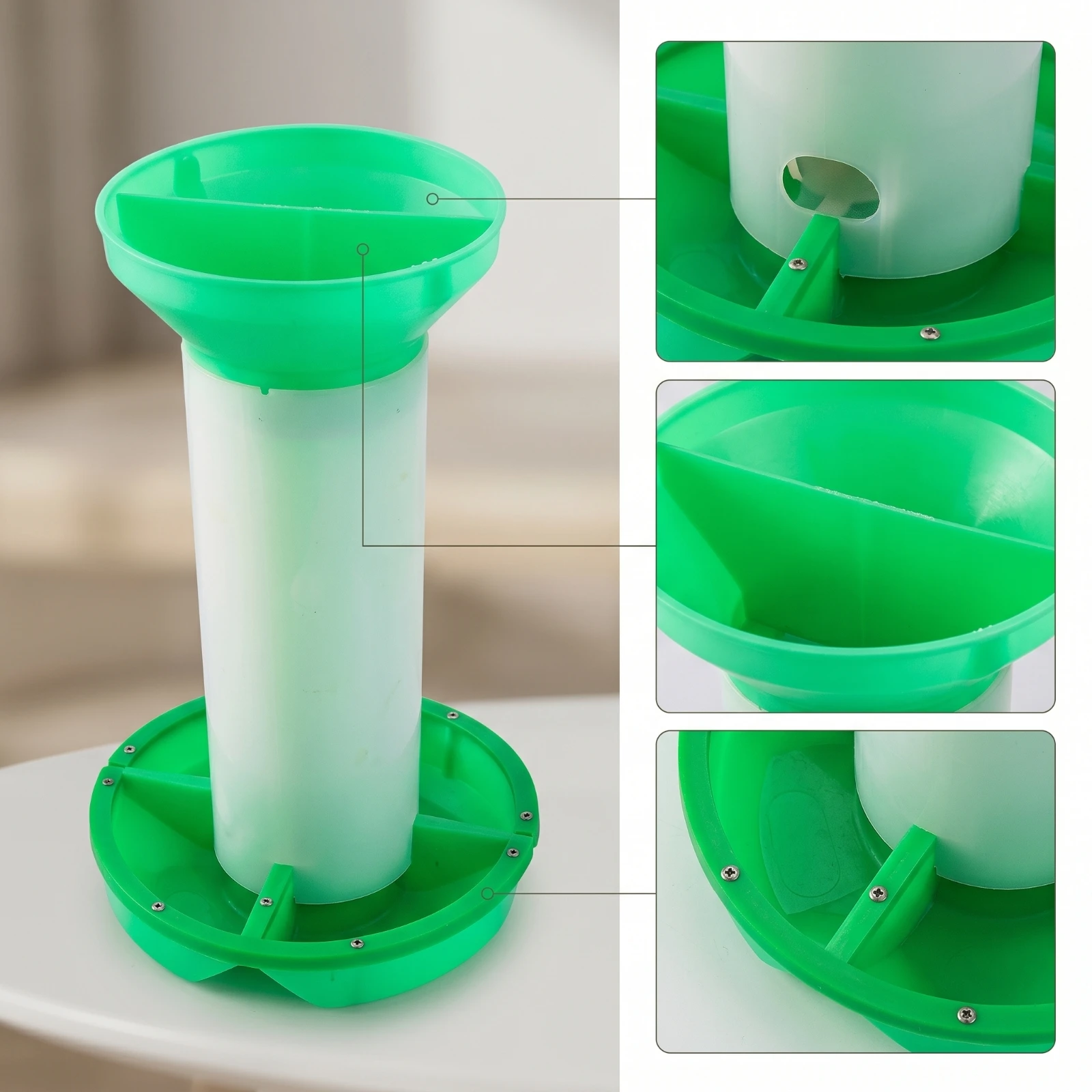 Rabbit Feeder with Tray Translucent Gravity Rabbit Feeder for Rabbits, Pet Enclosure