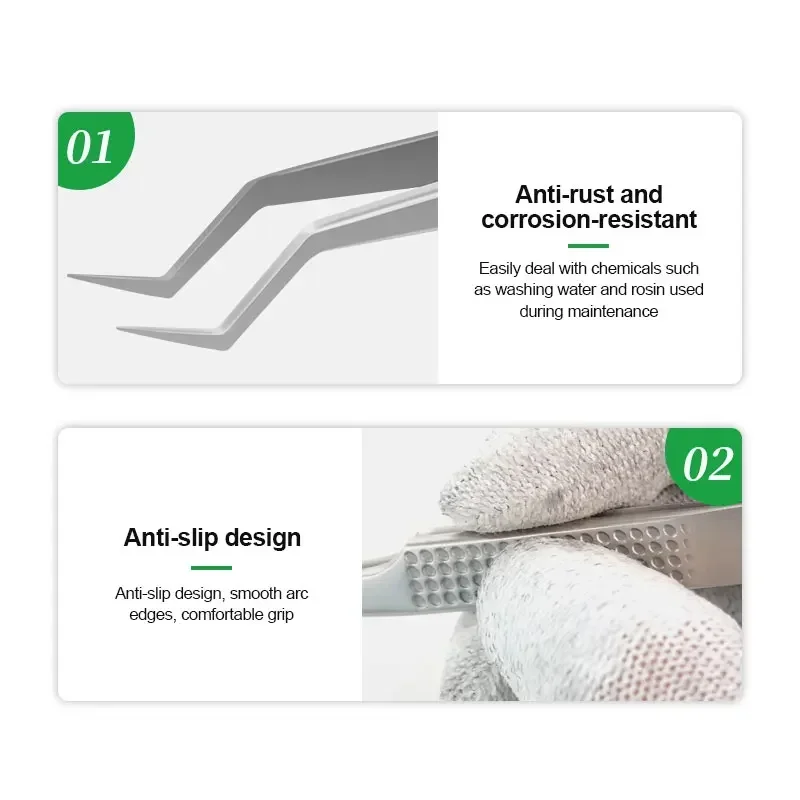 RELIFE-Chip Posicionamento Pinças, High Precision Linha Voadora, Super Hard Tweezer para solda e Chip IC, Micro-Reparação, ST-20