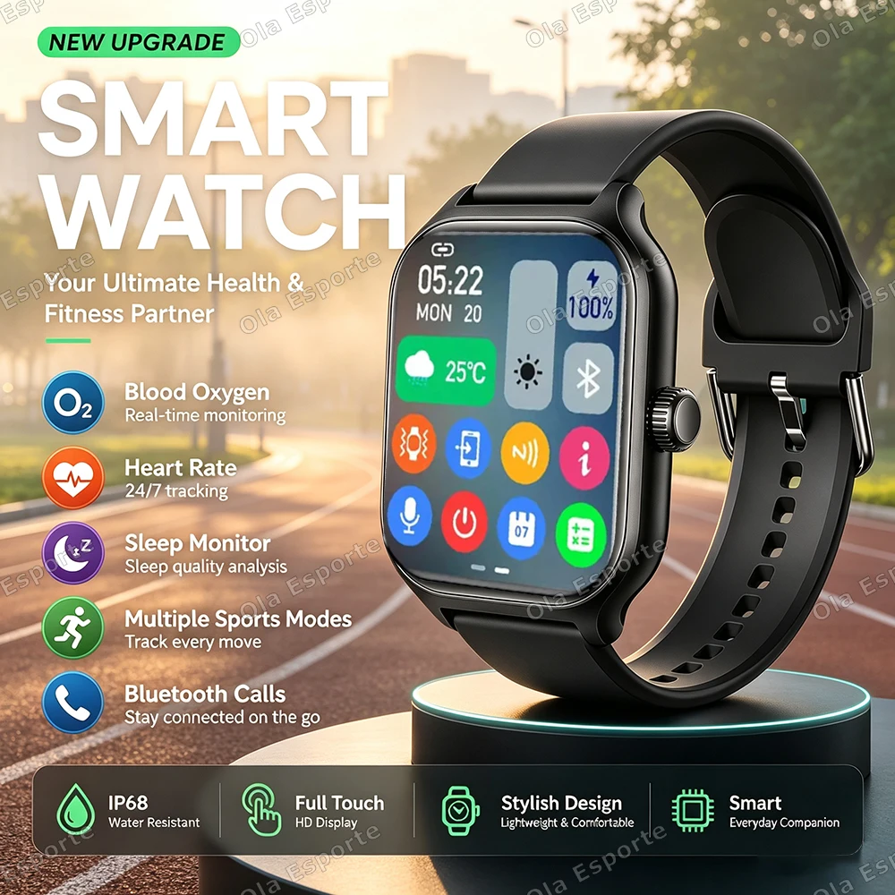 Sport-Smartwatch 2026 Neu für Männer und Frauen HD Bluetooth-Anruf Herzfrequenz-Aktivitäts-Tracking Fitness-Smartwatch für Urlaubsgeschenke Ht30
